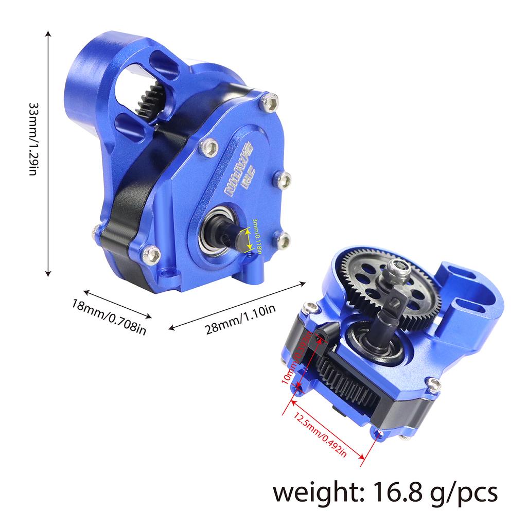 NIUWSRC MR24 Aluminium 21% Overdrive Billet Transmission Gearbox For 1/24 RC Crawler Axial SCX24 Deadbolt C10 Gladiator Bronco