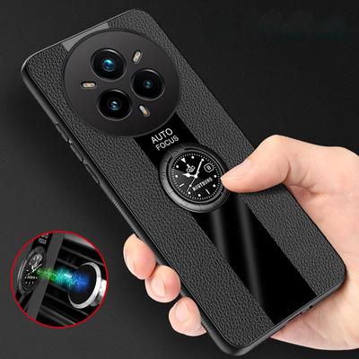 Cases for Realme 14 Pro Plus Magnetic Finger Ring Holder Stand Leather Phone Case for OPPO Realme 14 Pro Plus Silicone Matte Soft Bumper Cover Shell