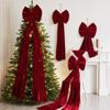 Large Flocked Cloth Bow for Christmas Tree Decoration