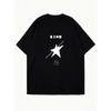 Oversized T Shirt Dress Black Star And Text Print Casual Wear For Women