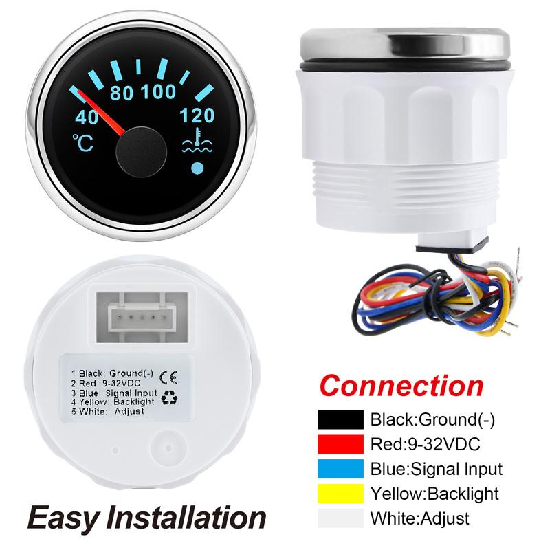 7-color Backlight LED Digital Water Temp Meter With Coolant Temperature Sensors Digital Pointer Car Gauge With Alarm
