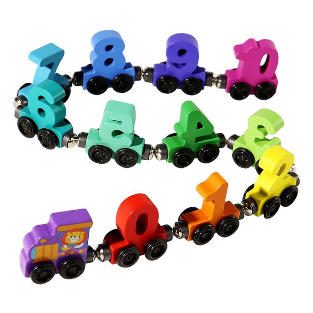 Wooden Magnetic Number Train Toys Number Dinosaur Children's Digital Learning  Kids Gift