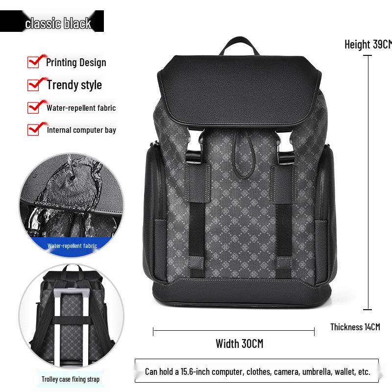 Men's Trendy High-End Business Laptop Backpack - Large Capacity Travel & Schoolbag with Old Flower Design