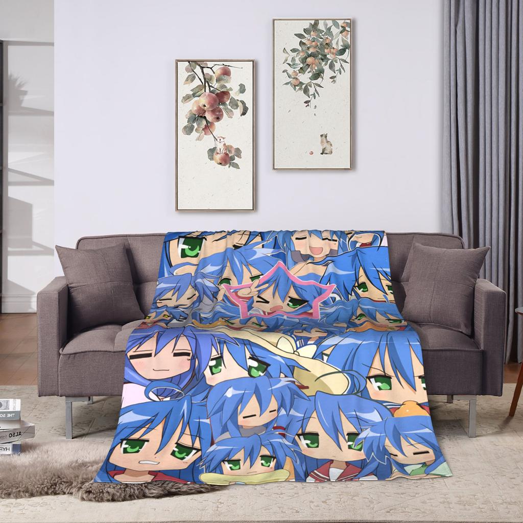 Konata izumi L-Lucky S-Star Blankets  Warm Soft Novelty Plush Throw Blanket For Boy Girl Bed Flannel Bedspread Bed Cover