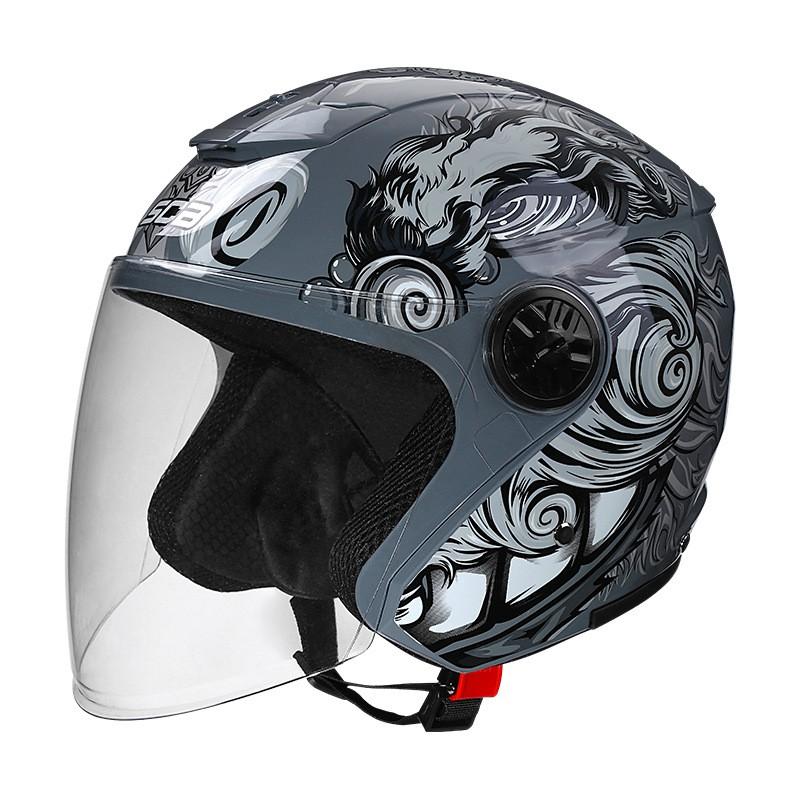 4 Season Motorcycle Half Helmet E-bike Men Women Clear Lens Universal Fit