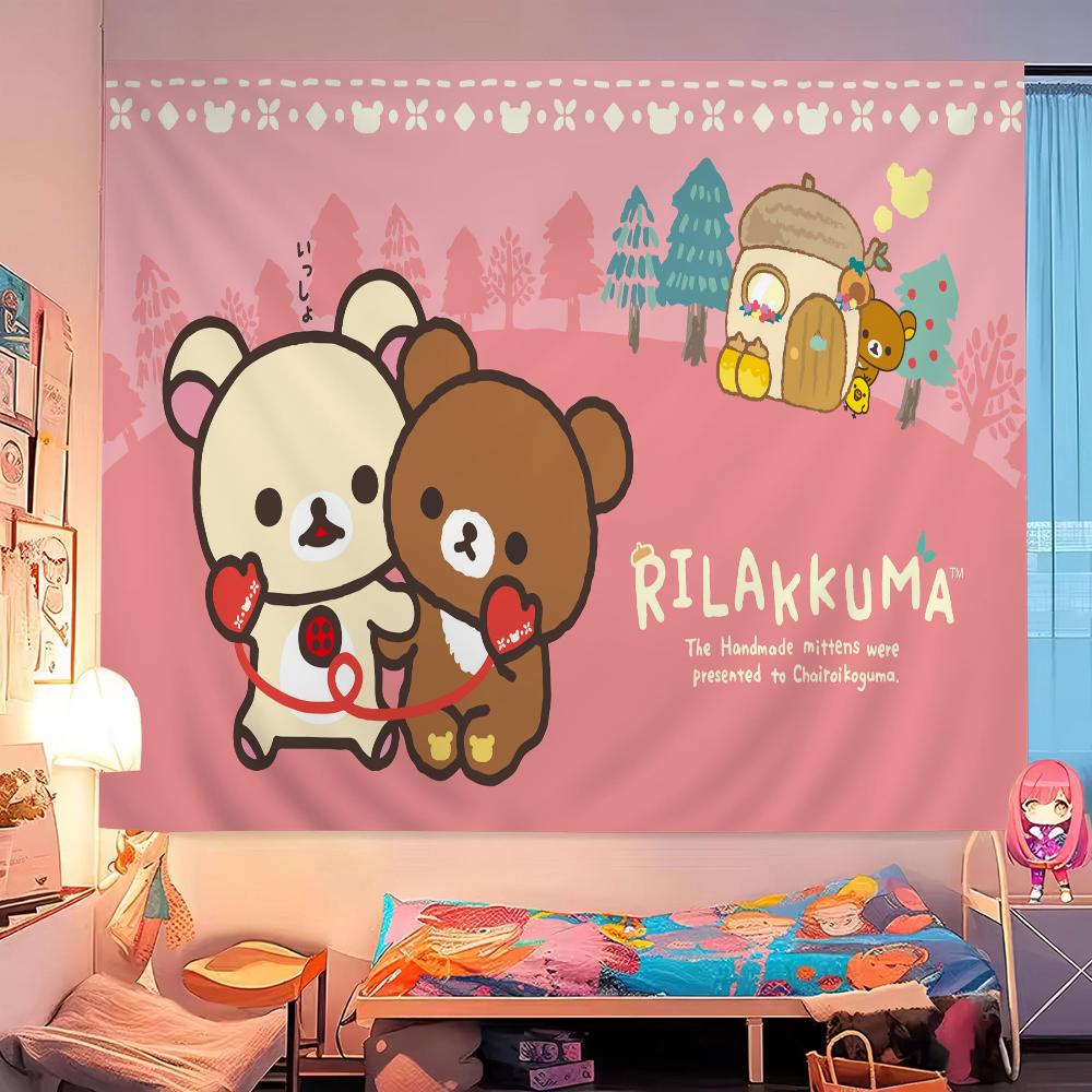 K-Kilakkuma Japanese Cartoon Printed Large Wall Tapestry Cheap Hippie Wall Hanging Bohemian Wall Tapestries Mandala Home Decor