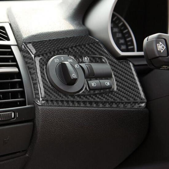 6Pcs Carbon Fiber Headlight Switch Panel Trim Sticker For BMW Z4 E85 E86 2003-08