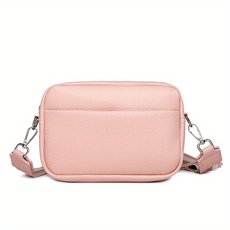 Solid Color PU Crossbody Bag for Women, Small Shoulder Bag, Compact Square Bag.