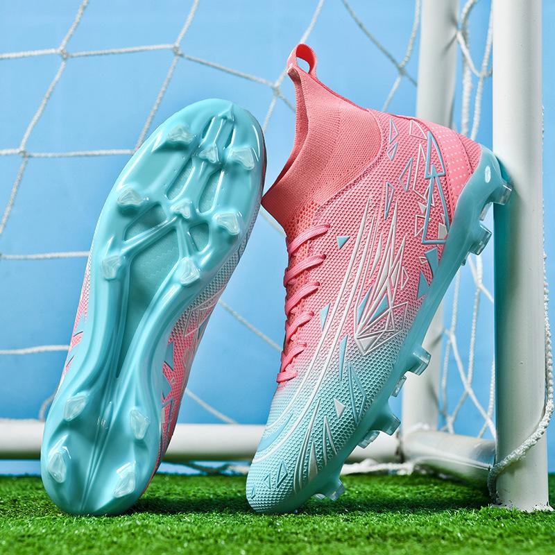 A pair of 2025 high-top football shoes Men's long nails TF broken nails Student artificial training sneakers