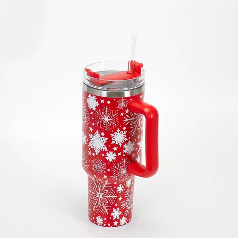 Meoky Creative 5d Christmas 40oz Cup Stainless Steel Vacuum Cups Straw With