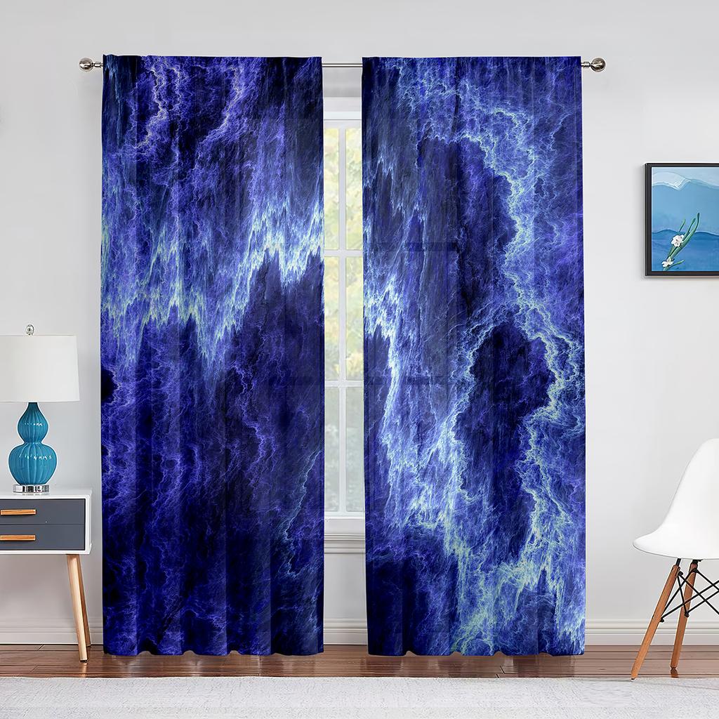 Marmor Guld Grå för Kök Vardagsrum Sovrum Inredning Abstrakt Modern Lyx Geometrisk Chiffong Tyll Gardiner Fönsterbehandling