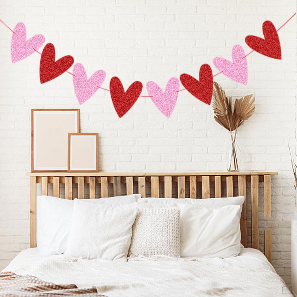 Glittery Heart Garland Banner for Valentines Day Decorations,Wedding Engagement Party home and
