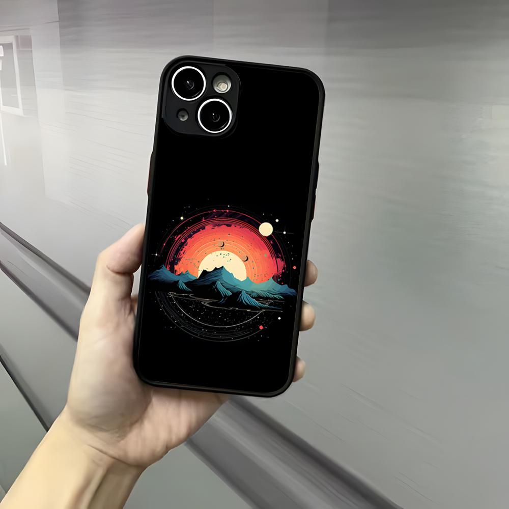 Nature Outdoor Camping Phone Case For Iphone 17 16 15 14 13 12 Pro Max Xr Air Plus Skin Feel Black Hard Shell Cover