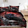 3pcs Crow and Skull Printed Duvet Cover Set (1 * Cover+2 * Pillowcase, Without Core), Suitable for Home Bedroom, Guest Room, Dormitory Decoration