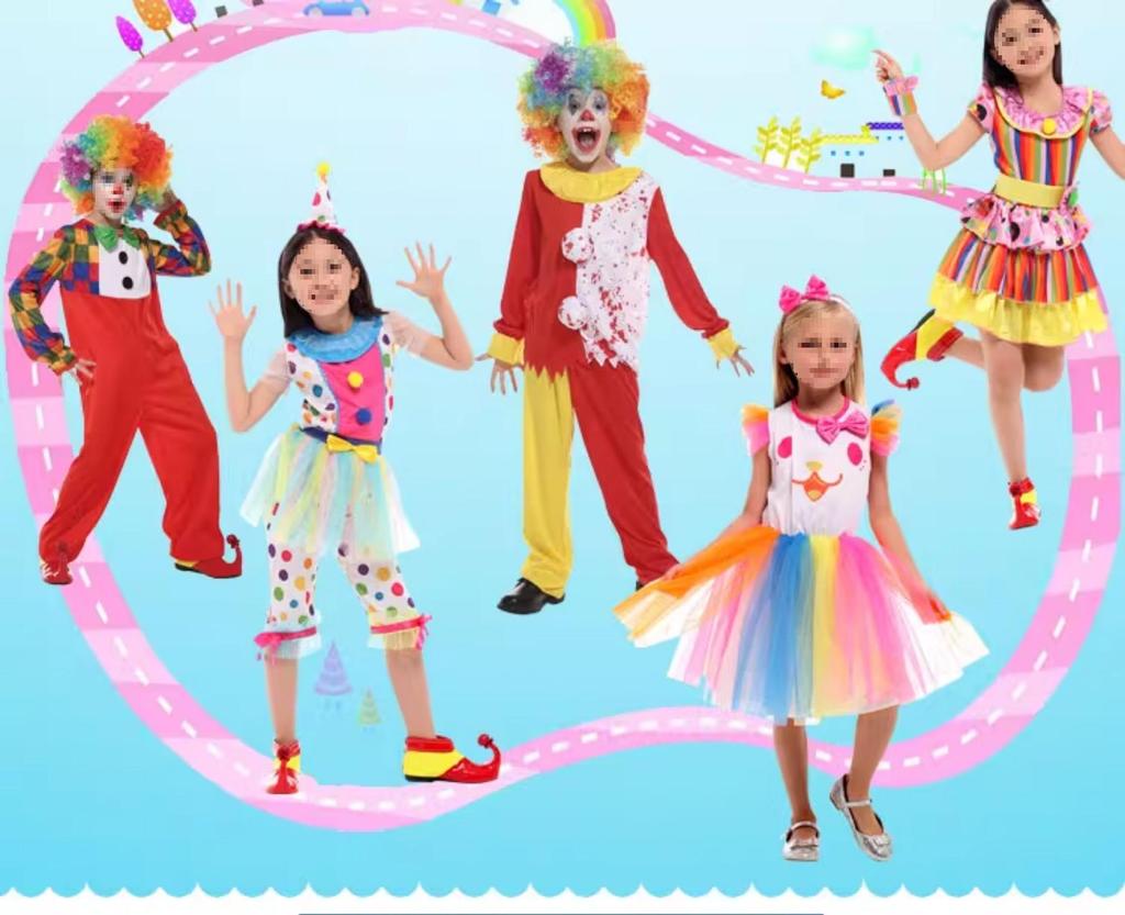Kids' Clown & Magician Costume Set for Boys & Girls - Perfect for Masquerades, National Day, Christmas & New Year Performances.