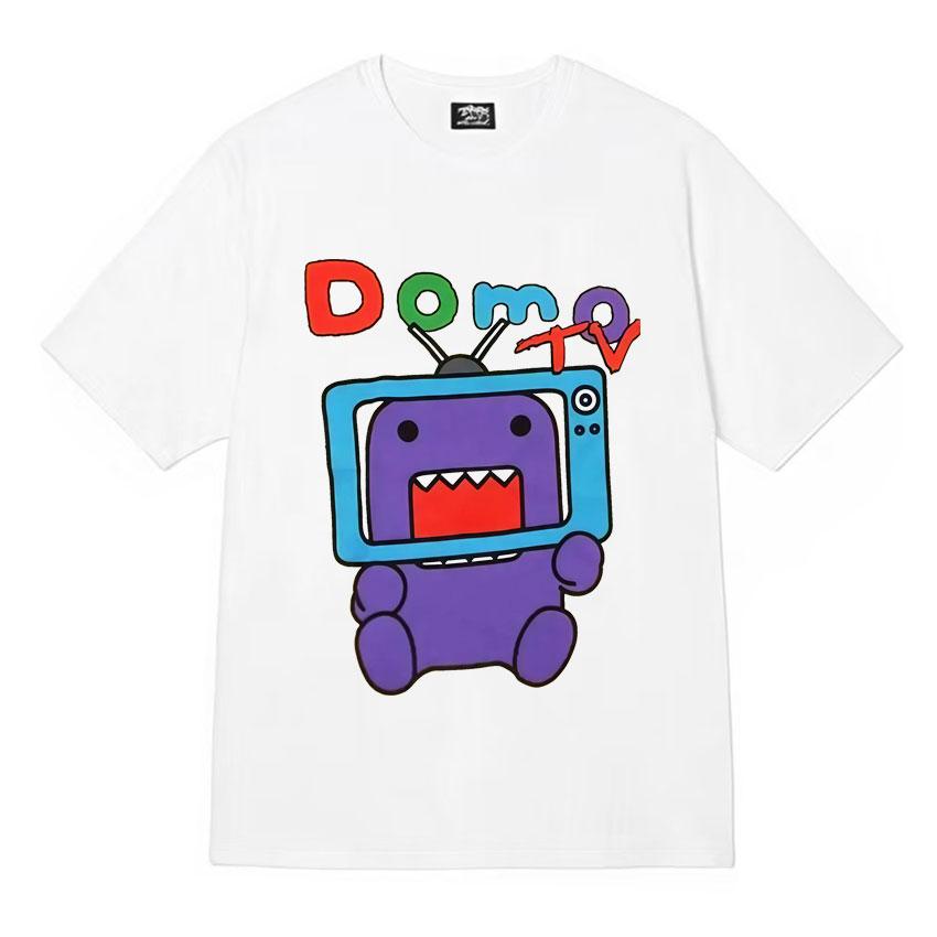 Humor Domo Kun Tv Meme T Shirts Mens Clothes Cotton Crewneck Casual TShirt Oversized Summer Y2K Short Sleeve Tshirt Streetwear