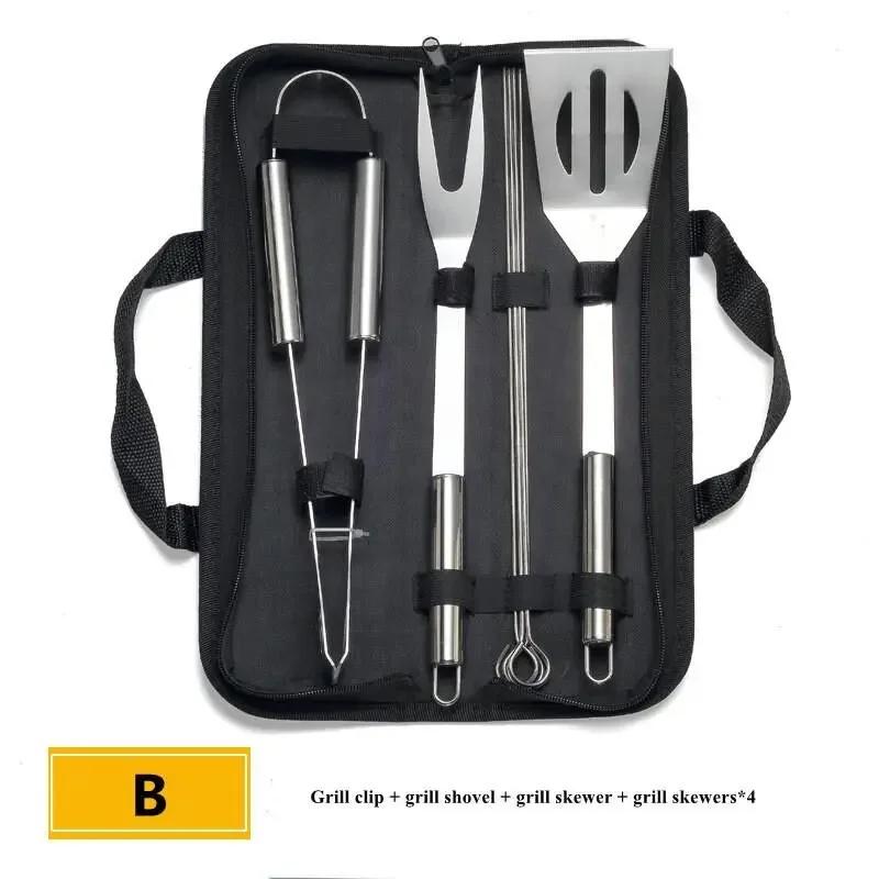 Stainless Steel Grill Set Outdoor Household Barbecue Combination Oxford Cloth Bag Barbecue Utensils Barbecue Tools