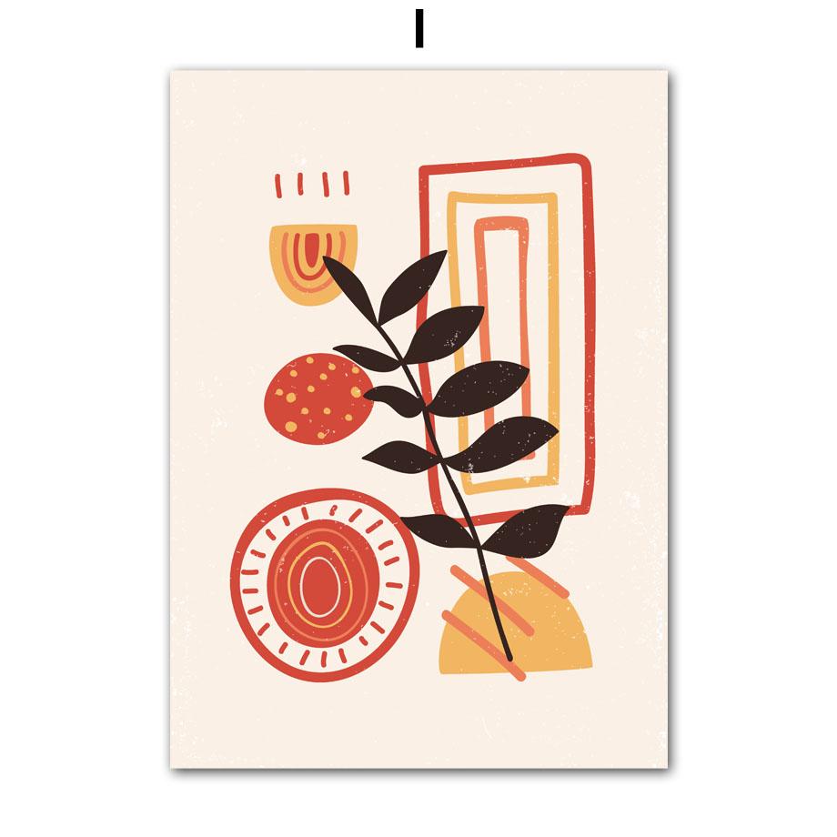 Wall Art Canvas Painting Red Yellow Line Girl Willow Branch Minimalist Living Room Decoration Posters And Prints Wall Pictures