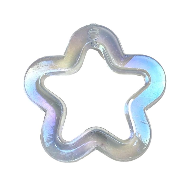 5Pieces 31mm Small Star Shape Pendant with Hole Crystal Star Loose Beads for Jewelry Making DIY Crfat Muitcolor Beads
