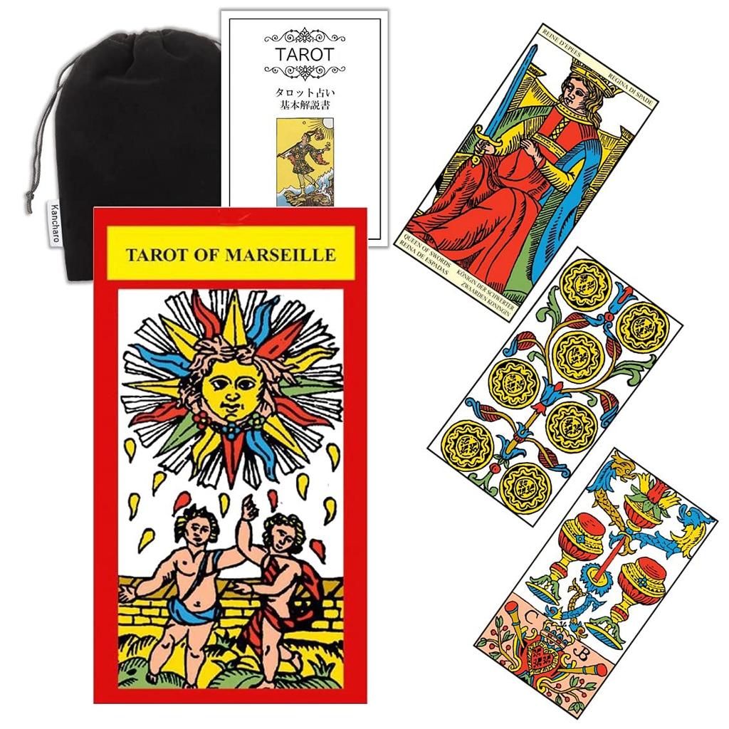 Kancharo Tarot Card Set of with Japanese Tarot Card Instructions and Pouch 78-Card (Tarot Marseilles) (Authentic)