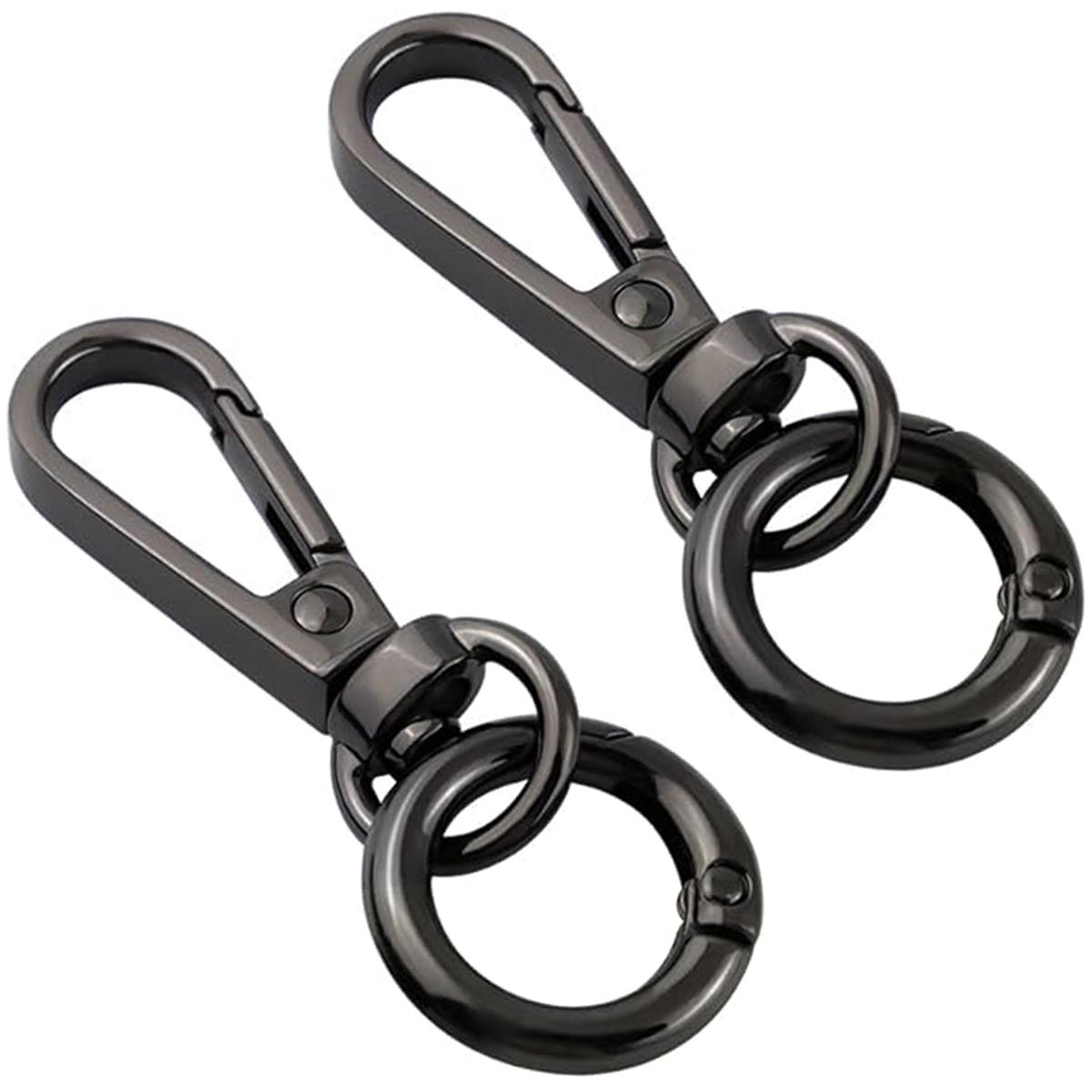 3/6/15/30 Sets Draaibare Karabiners Dubbele Opening Sleutelhanger Clips Ringen Metalen Kreeftenklauw Sluiting voor Hardware Ambachten Lanyard Maken 6 Sets zwart