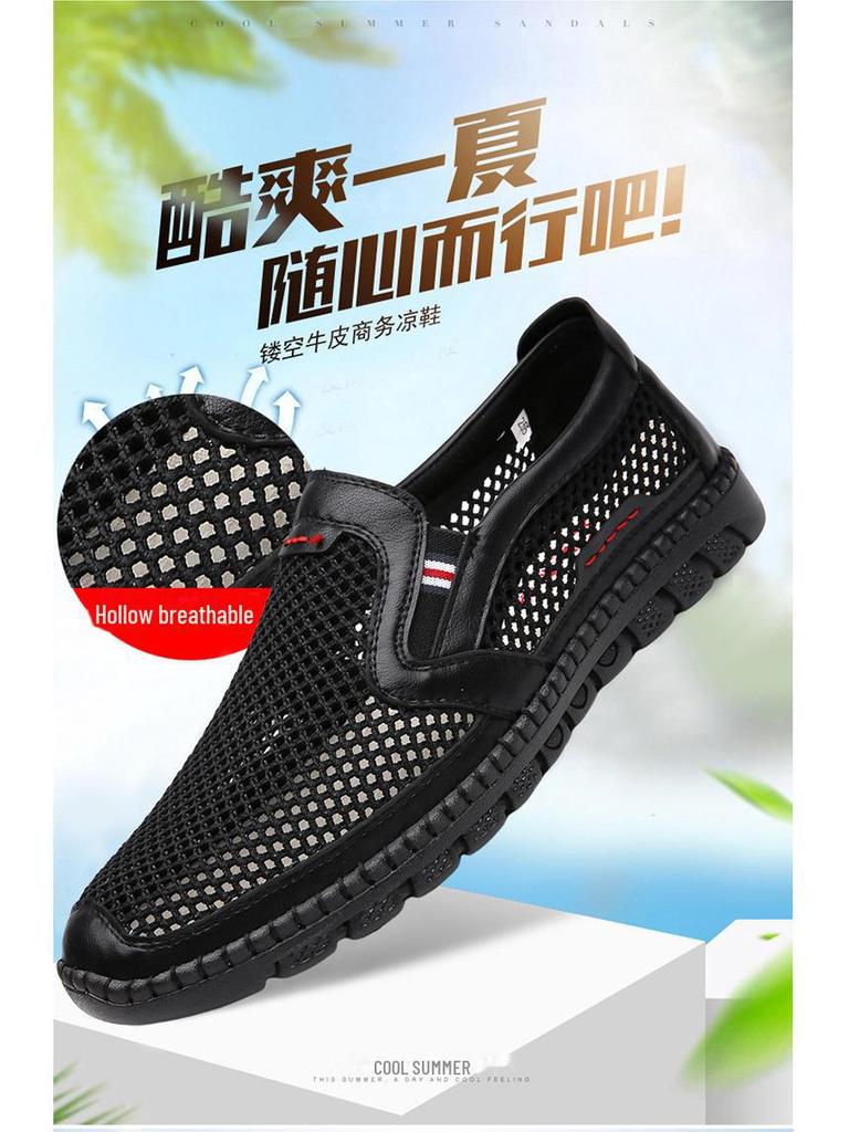 Ademende zomerschoenen voor heren met mesh - comfortabele sandalen met zachte zool voor vaders van middelbare leeftijd
