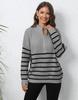 Women's pullover sweater European and American women's clothing knitted striped splicing semi-turtleneck zipper loose woven sweater top
