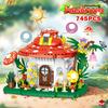 Creative Mushroom House Street View Building Blocks City Architecture Forest Cabin Mushroom Boat Mini Bricks Toys Children Gift