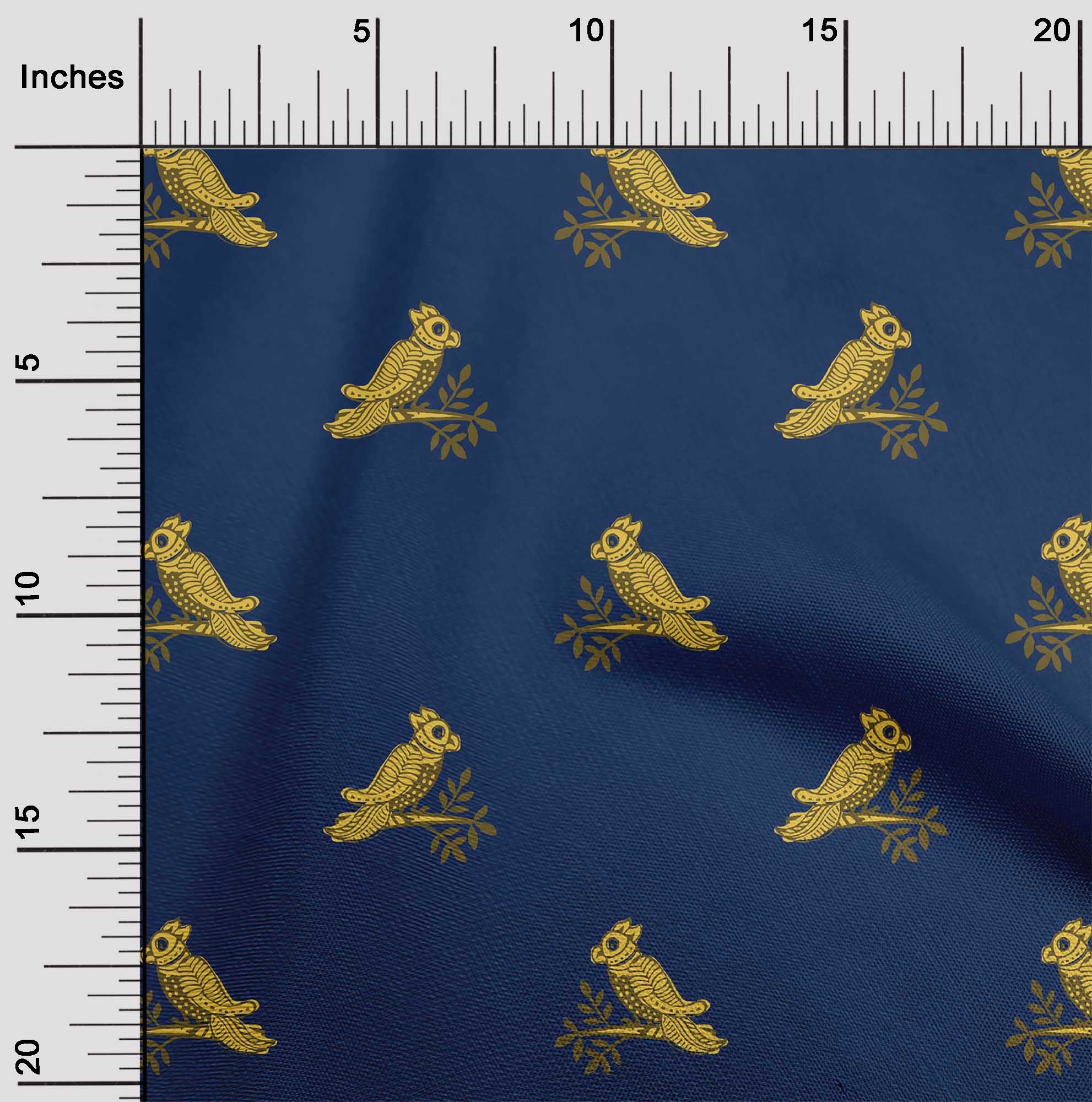 

oneOone Бавовняна гнучка тканина з пташиним принтом у дворі шириною 40 дюймів 42 Inch - Viscose Chiffon синій