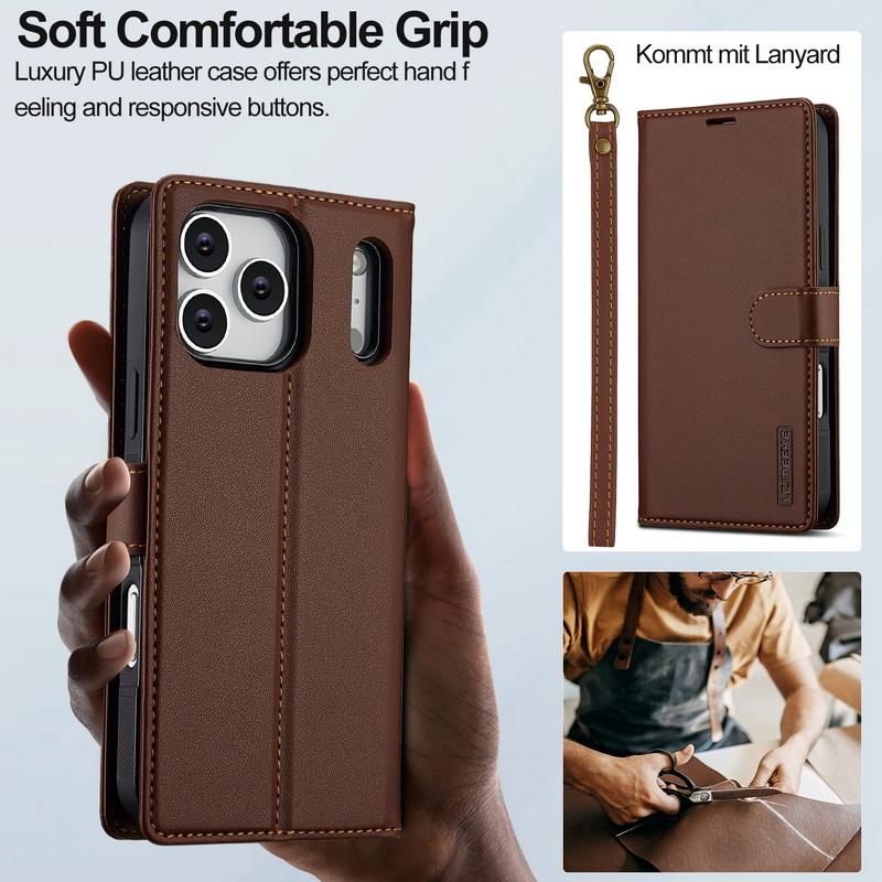 Magnetic Flip Wallet Case For iPhone 17 Pro Max iPhone 16 15 14 13 Pro Max 12 11 Air Luxury PU Leather Card Slots Phone Holder Cover
