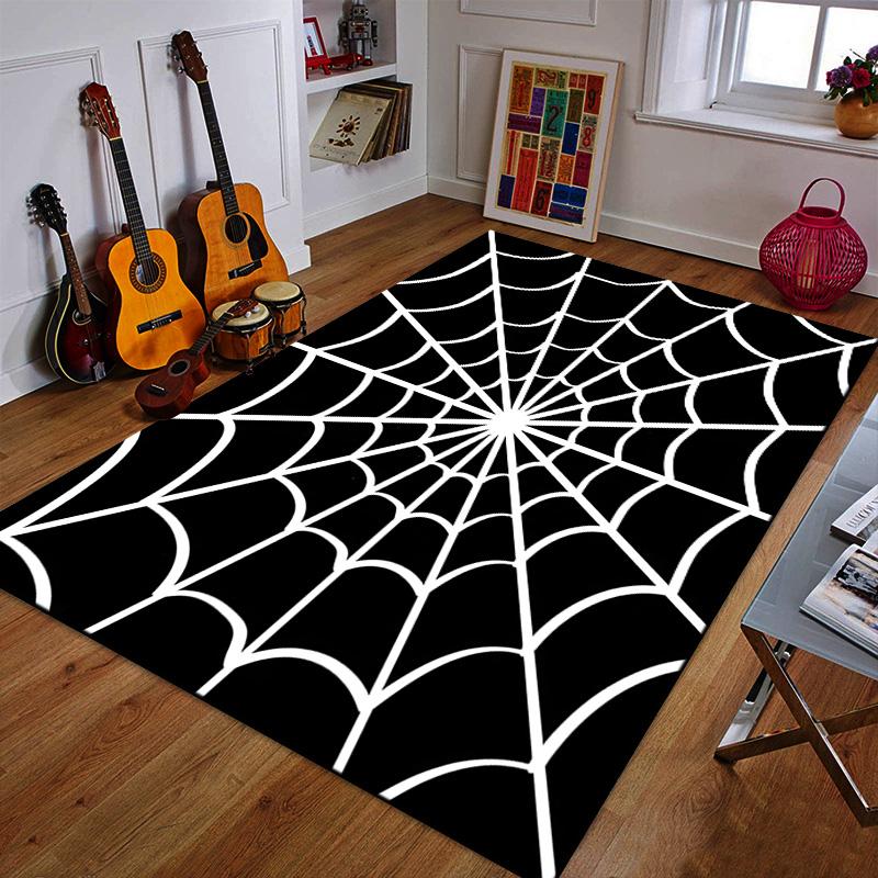 Spiderweb Pattern on Black Background Patterned carpet a non slip rug suitable for all seasons and any setting, gift