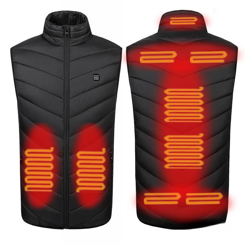 Iarnă Nou Vestă Bărbați Guler Înalt Încălzire 9 Zone Vestă Electrică Încălzită Bumbac Încălzire Inteligentă Temperatură Constantă Jachetă Termică