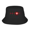 Switzeland Heartbeat Flag Bucket Hat Outdoor FisherUnisex Caps For Unisex Casual Fishing Visor Hats Personality Pattern Cap