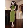 Green Sleeveless National Style New Chinese Long Waist Pinch Improved Cheongsam 1011 Young Women's Premium Summer