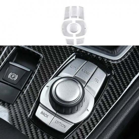 Silver Aluminum Middle Console Multimedia Button Sticker 11-17 For BMW 5 Series