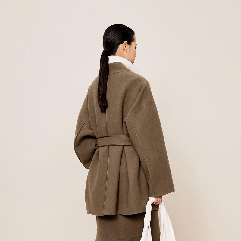 LESS 2024 Winter Cotton Blend Stand Collar Long Sleeve Shirt