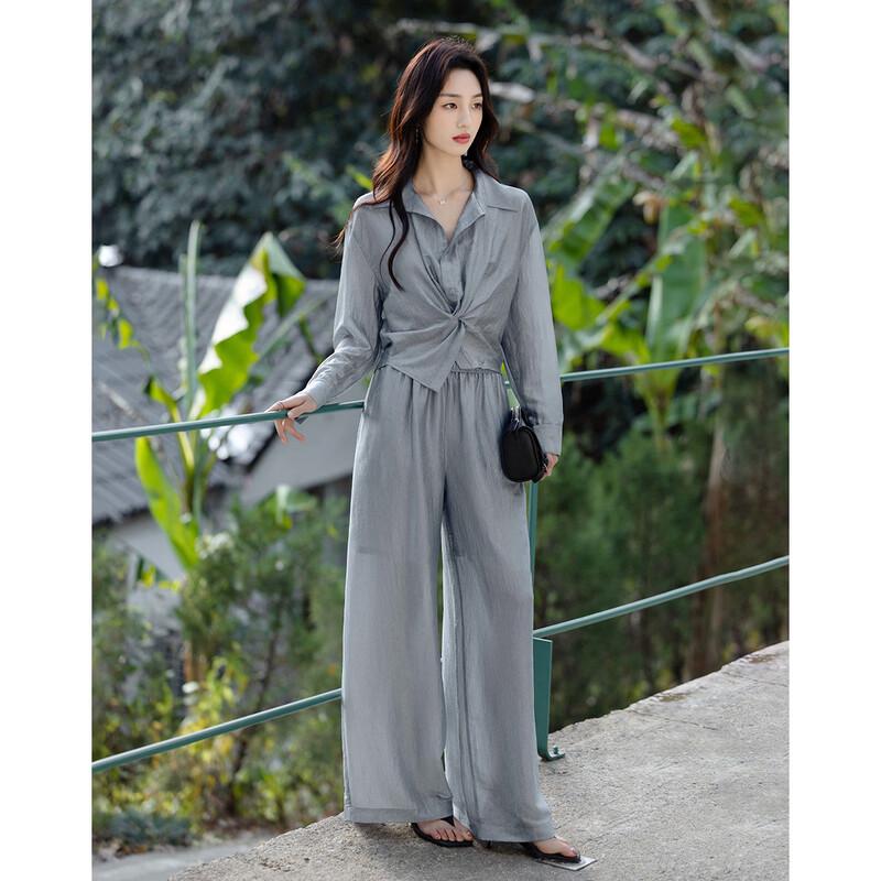 Demana Silky Pleated Acetate Two-Piece Set