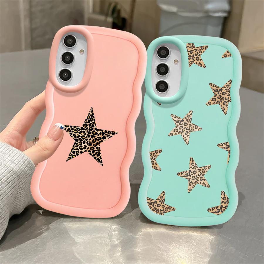 Soft Phone Cover Case for Samsung Galaxy A14 A16 A15 A21s A11 A13 A52 A12 A04 A22 A23 A53 A03 A06 A05 A33 Leopard Star Design