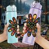 1PC Colorful Mandala Flower 750ml Color Plastic Sports Water Bottle Leakproof Flip Straw Lid Suitable for Sports Office Home Use