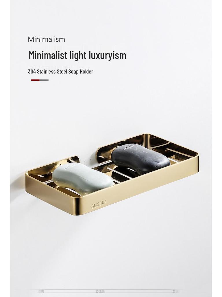 304 Stainless Steel Wall-Mounted Draining Soap Holder - No Water Accumulation for Hotel Use.