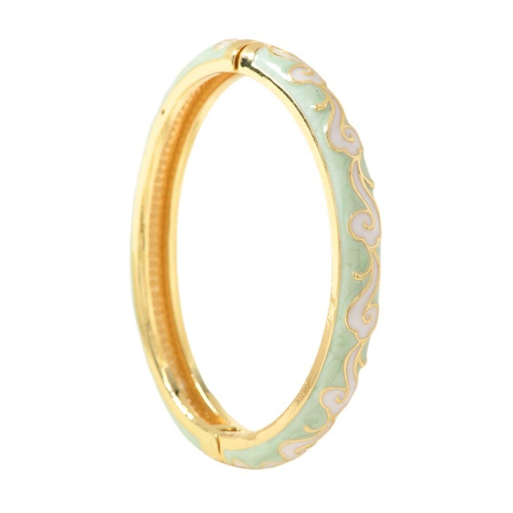 Golden Edge Auspicious Clouds Vintage Cloisonne Bangle Traditional Enamel Chinese Flower Bangle Ethnic Chinese циан
