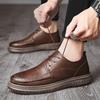 Martin-kängor herr låga läderskor mångsidiga vinterbruna verktygsskor herr casual stor tå läderskor