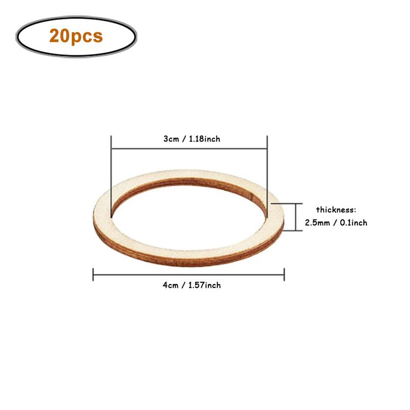 4-15cm Unbearbeitete Holzstücke Ringform Kreis Ornamente Holzringe Leere Holzscheiben zum Bemalen Weihnachtsbaum Heimdeko