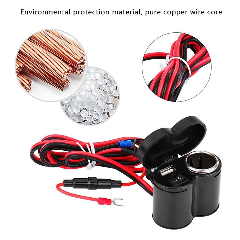 12V Motorcycle Dual USB Charger with Switch Motorcycle Handlebar Clamp Waterproof Power Charger Socket Kit Supply