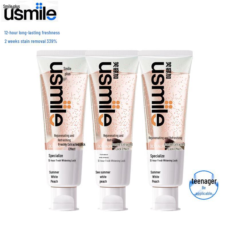 Usmile Smile Plus Gardenia Peach Whitening Toothpaste Set