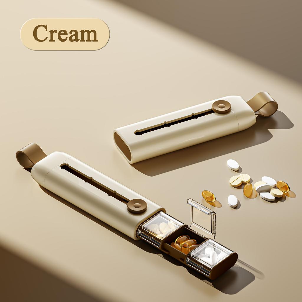 Caixa de Pílulas Moderna Minimalista com 3 Compartimentos ABS+PC Silicone à Prova de Poeira Portátil Organizador de Medicamentos de Viagem para Armazenamento Diário de Medicamentos