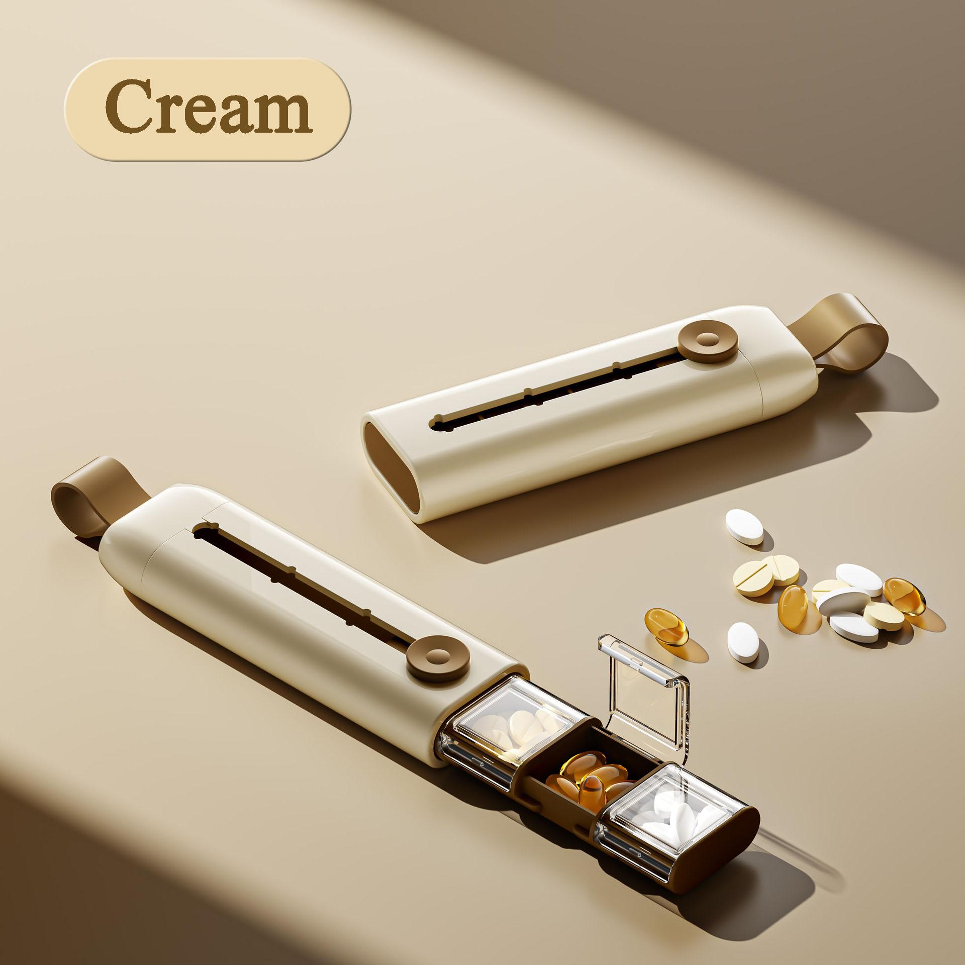 

New Pull-out Pillbox with Spring Button Three Independent Compartments Lid Dustproof Compact Lightweight and Convenient for Home