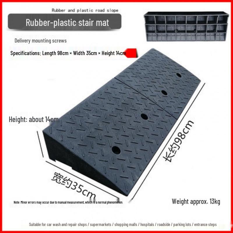 Rubber-Plastic Car Ramp: Slope Mat, Curb Edge, Uphill Climb, Triangle Speed Bump