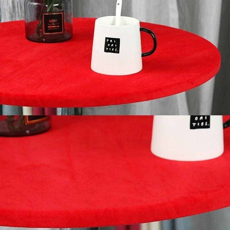 Velvet Elastic Fitted Stretch Tablecloth Round Edged Table Cover 60/70/80/90/100/120/150cm
