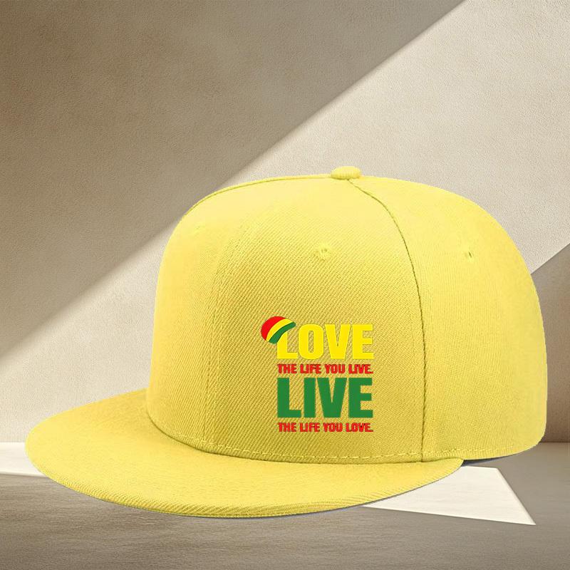 Love The Life You Live Rastafarian Flat Brim Cap Adjustable Hip Hop Snapback Hat Unisex Casual